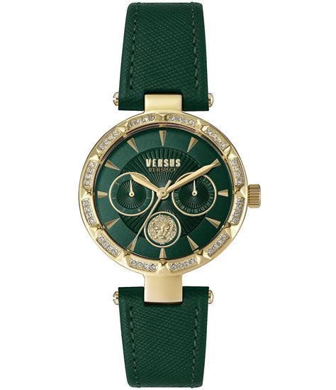 Versus by Versace Women's Sertie Green Leather Strap Watch 